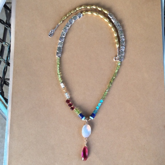 Handcrafted Sundance Charm natural Multi Gemstone Necklace Stunning NEW - Picture 6 of 11